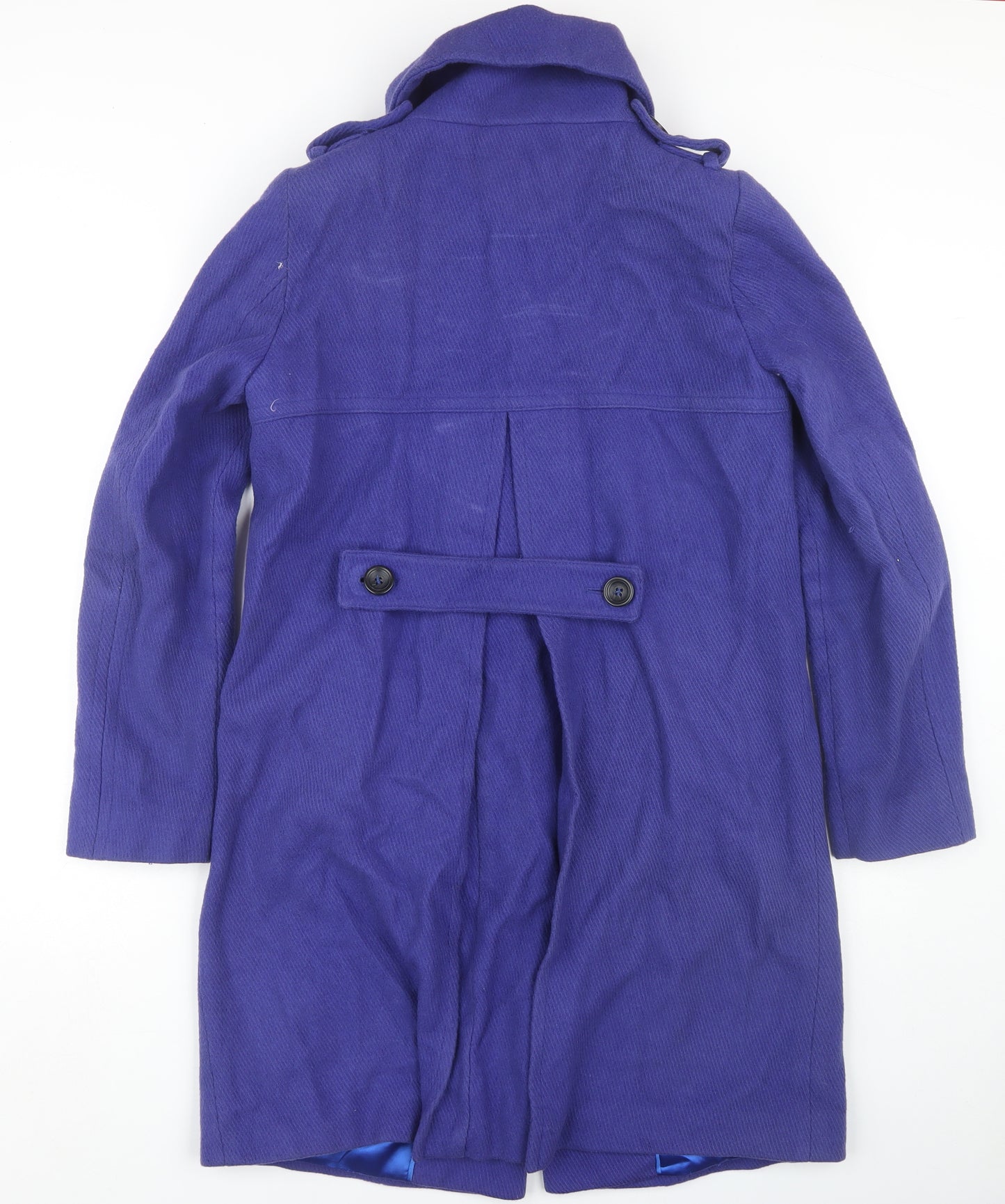 ASOS Women's Blue Long Wool Blend Overcoat Size 10