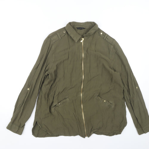 River Island Women's Green Zip Blouse - Size 14