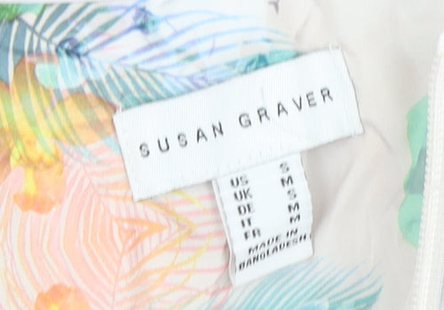 Susan Graver Women's Multicoloured Floral Puffer Jacket M