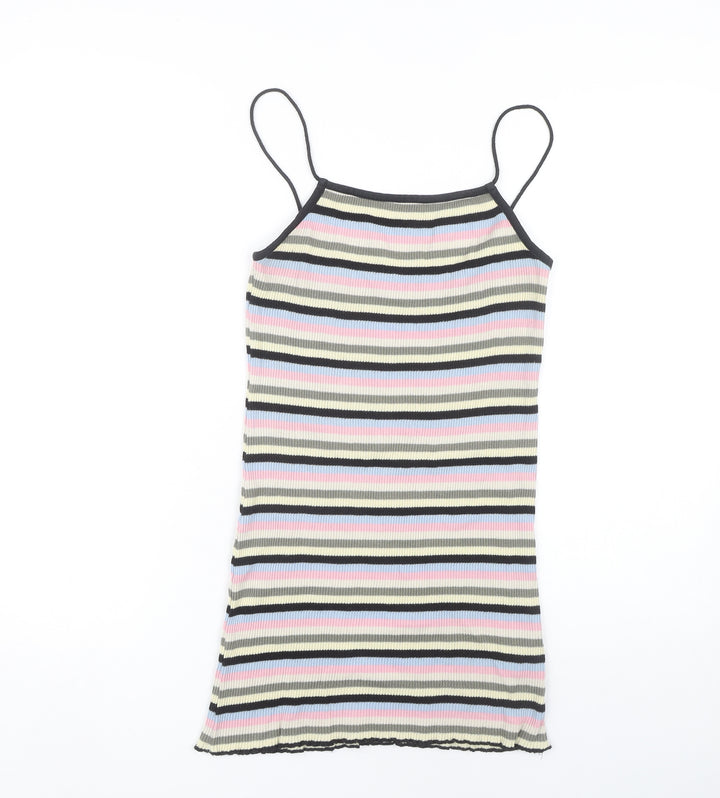 Topshop Women's Multicoloured Striped Slip Dress Size 10