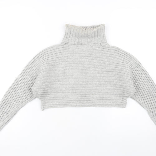 New Look Women's Grey Ribbed Roll Neck Jumper S