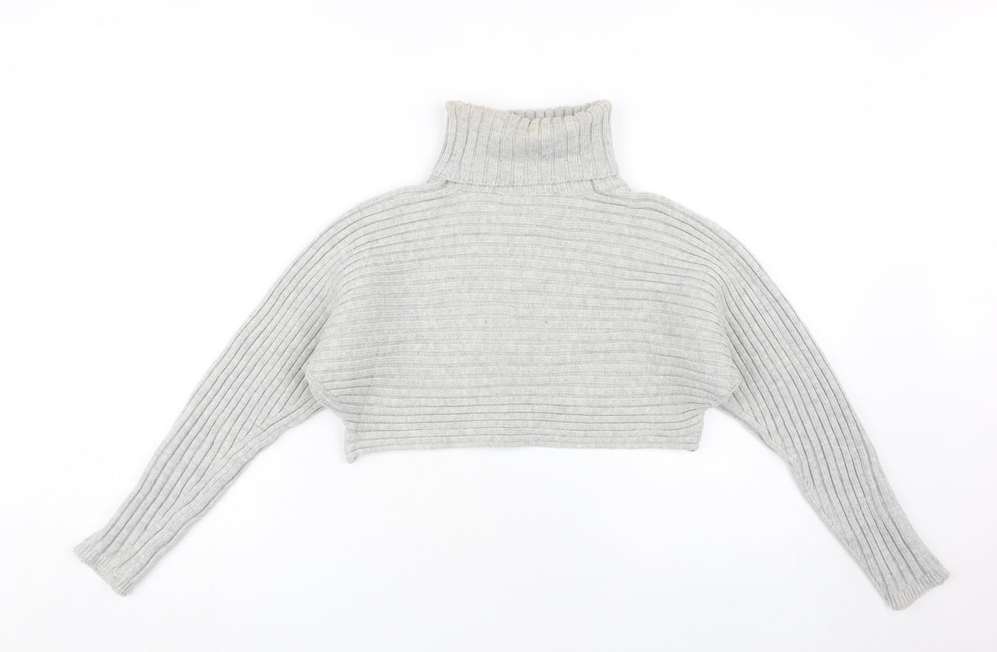 New Look Women's Grey Ribbed Roll Neck Jumper S