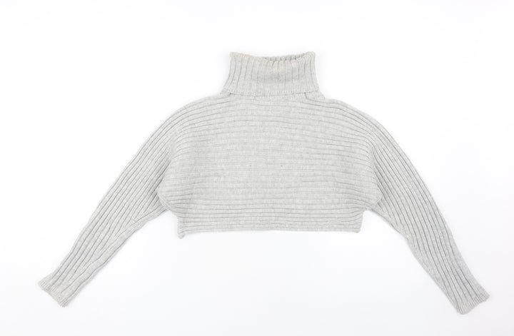 New Look Women's Grey Ribbed Roll Neck Jumper S