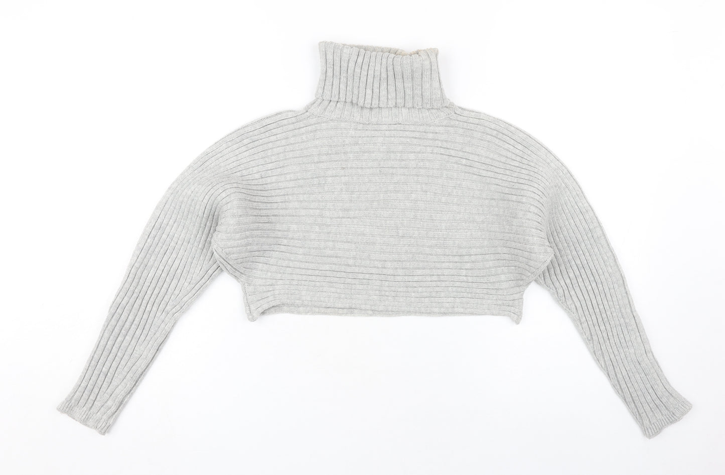 New Look Women's Grey Ribbed Roll Neck Jumper S