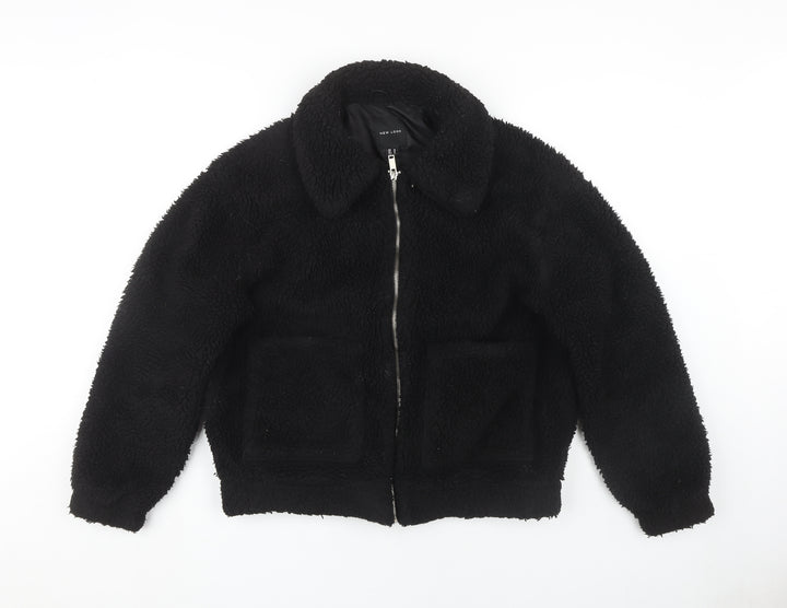 New Look Women's Black Bomber Jacket, Size M, Polyester