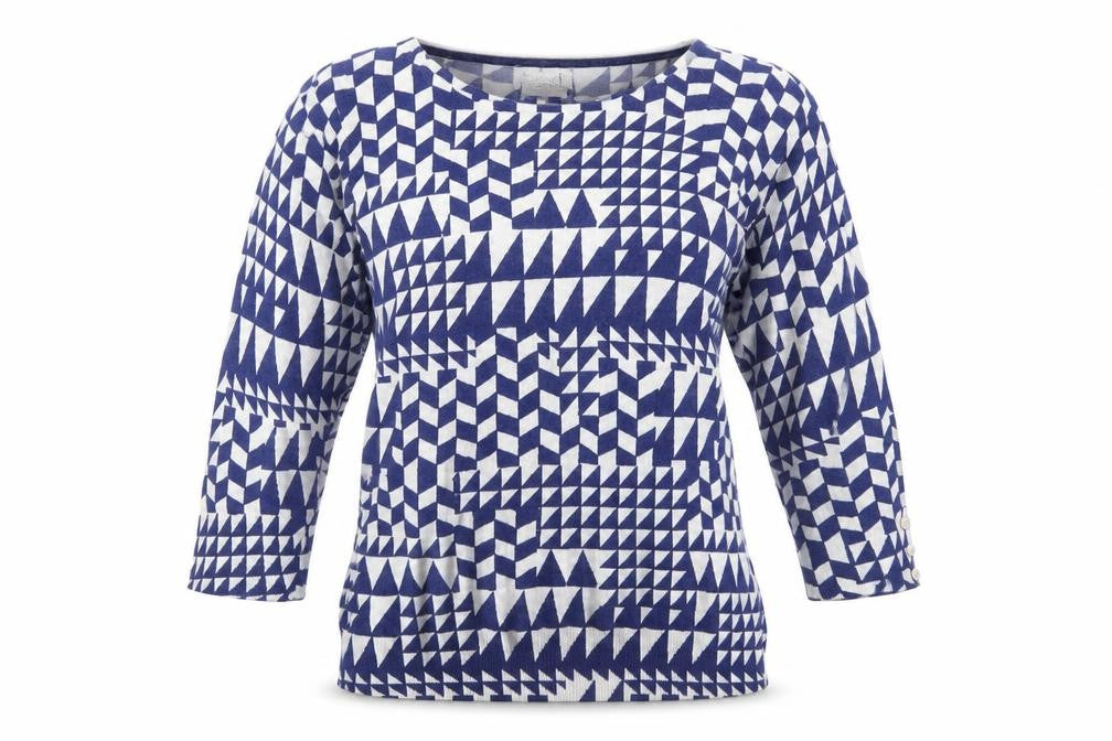 Front view of Next Women's Blue jumper, size 12, Boat Neck