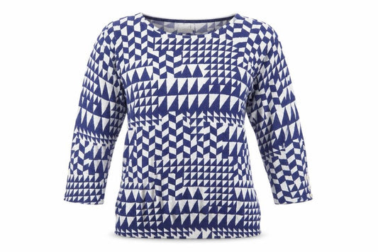 Front view of Next Women's Blue jumper, size 12, Boat Neck