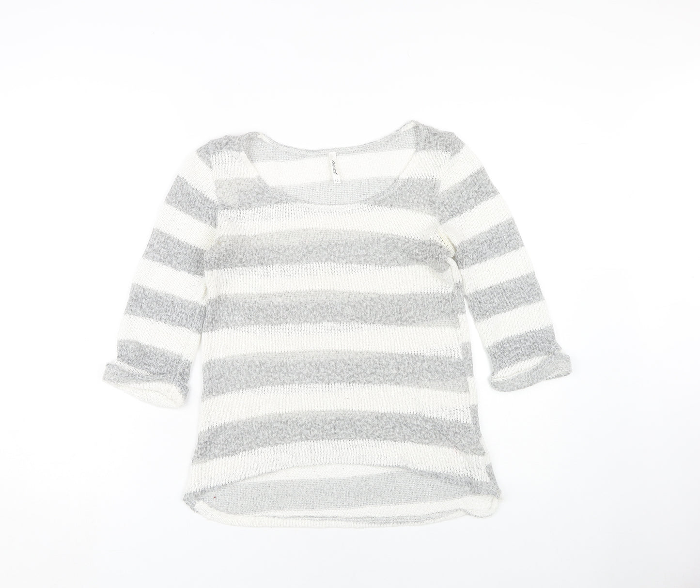 Next Women Grey Striped Pullover Jumper Size 10