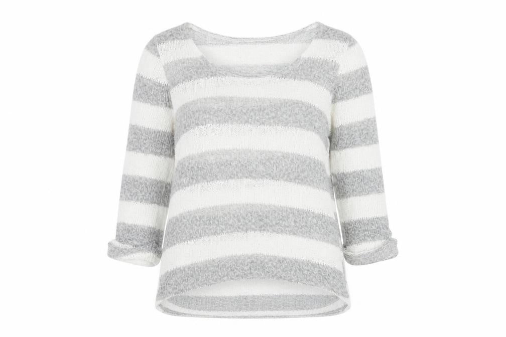 Front view of Next Women Grey Striped jumper, size 10