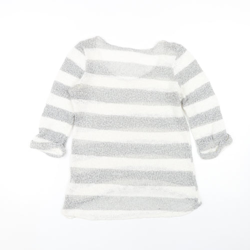 Next Women Grey Striped Pullover Jumper Size 10