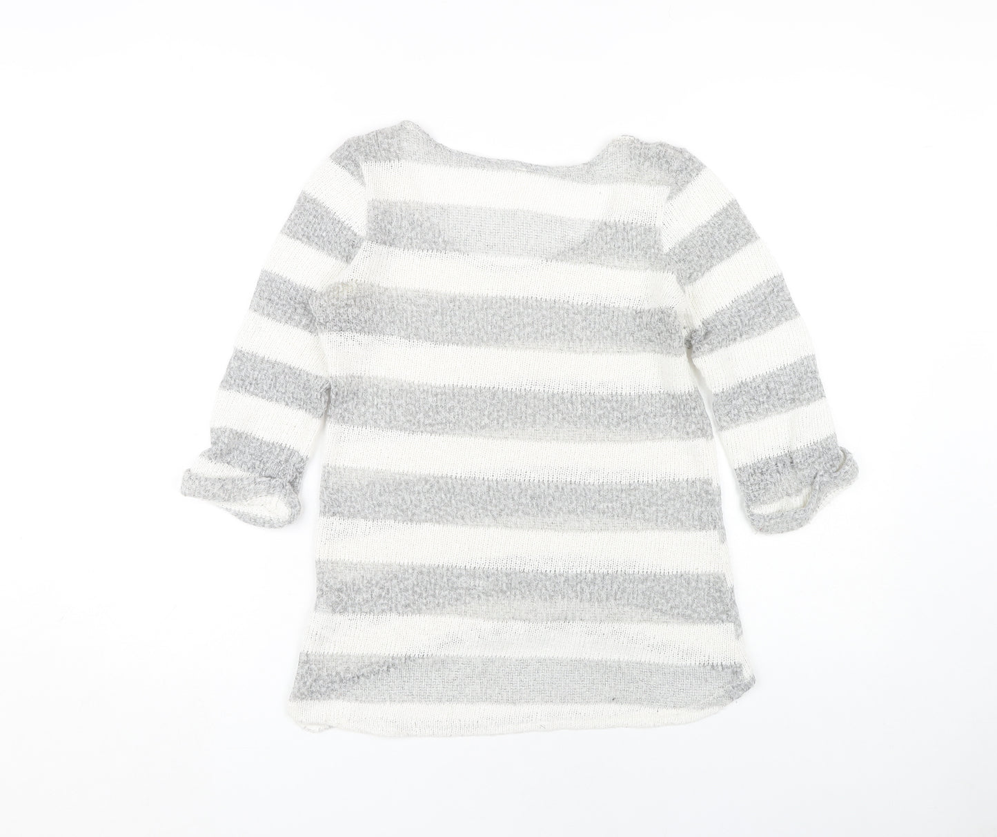 Next Women Grey Striped Pullover Jumper Size 10