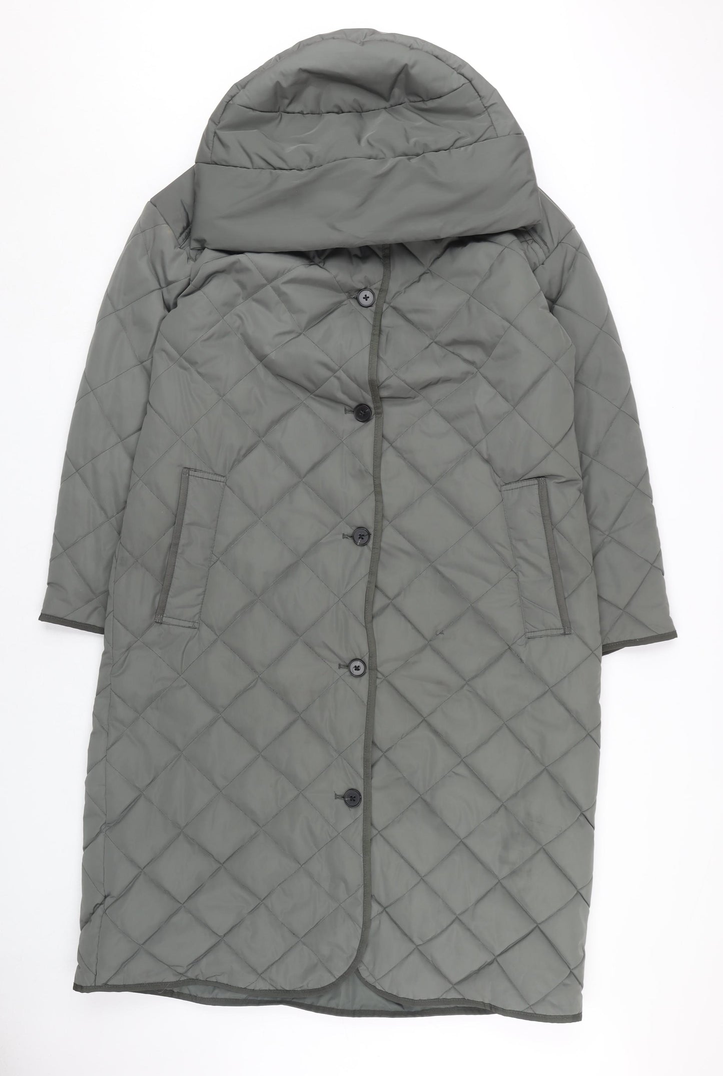 Zara Women's Grey Quilted Long Coat XS Winter