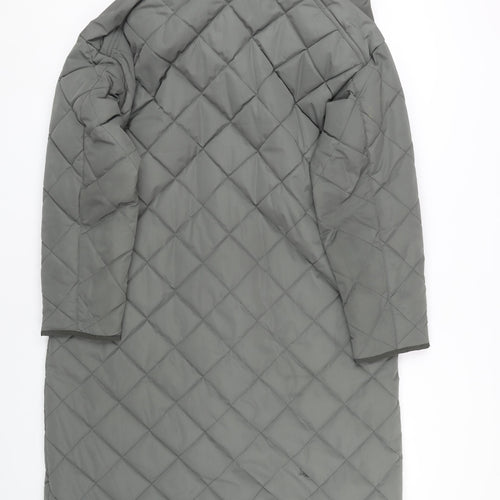 Zara Women's Grey Quilted Long Coat XS Winter