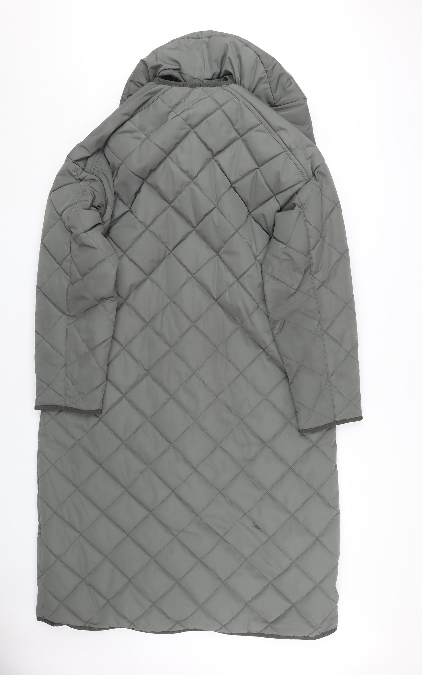 Zara Women's Grey Quilted Long Coat XS Winter