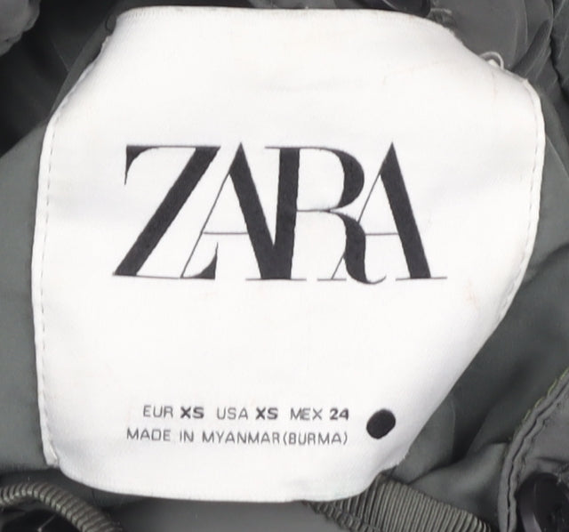 Zara Women's Grey Quilted Long Coat XS Winter