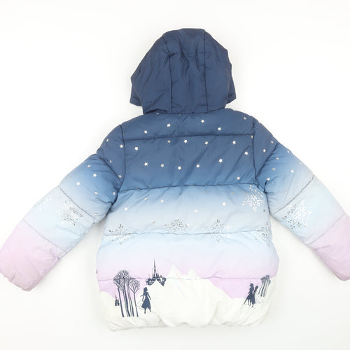 Disney Girls Blue Frozen Puffer Jacket 7-8 Years