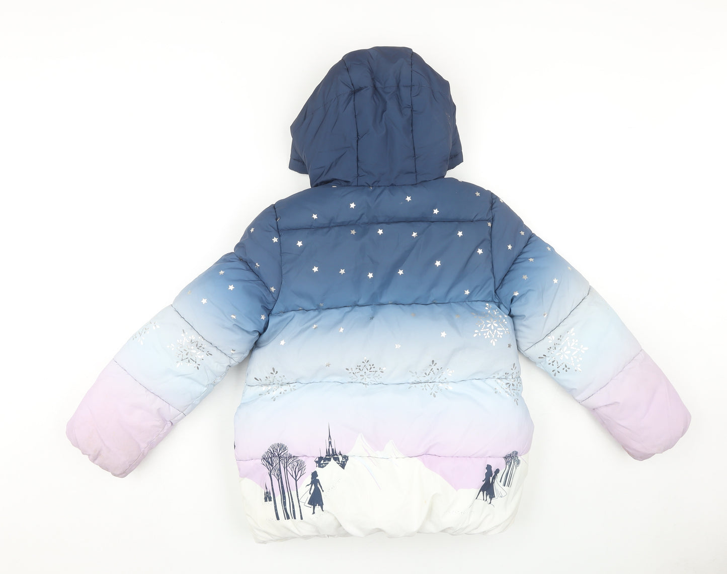 Disney Girls Blue Frozen Puffer Jacket 7-8 Years