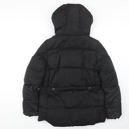 Zara Girls Black Puffer Jacket 13-14 Years With Hood