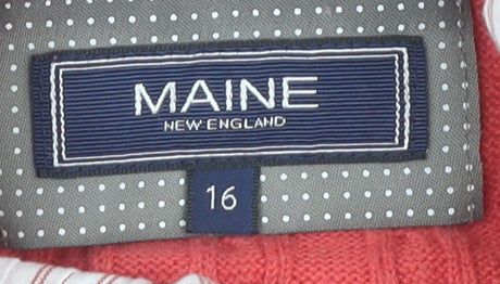 Maine Women's Red V-Neck Cotton Short Sleeve Sweater