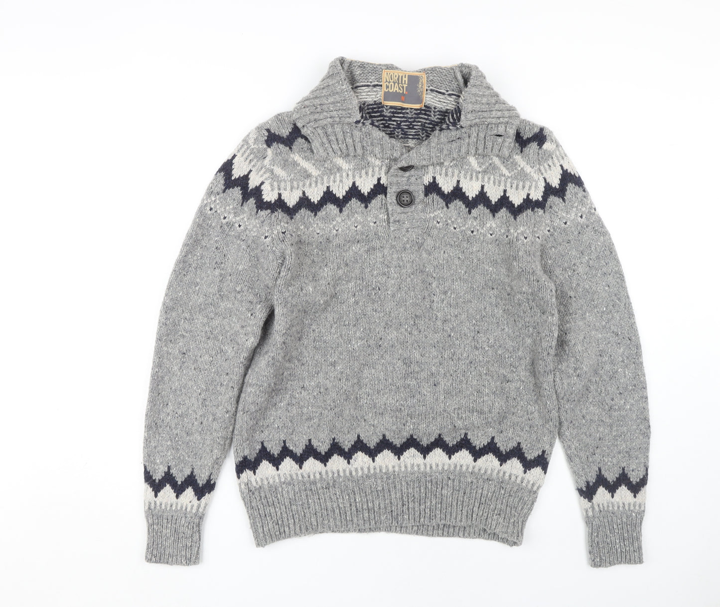 Marks and Spencer Men's Medium Grey Henley Jumper