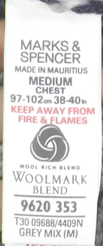 Marks and Spencer Men's Medium Grey Henley Jumper