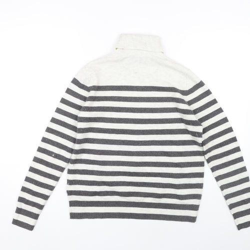 Marks and Spencer Women's Grey Striped Roll Neck Jumper