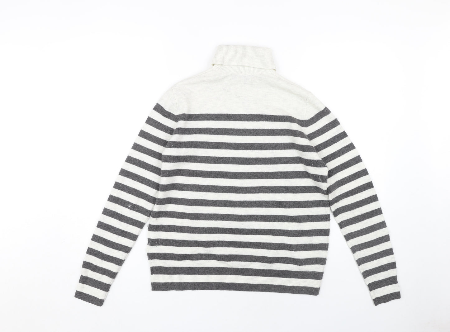 Marks and Spencer Women's Grey Striped Roll Neck Jumper