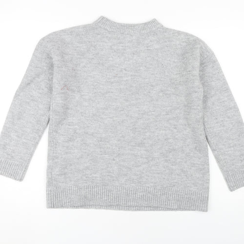 Lipsy Women's Grey Argyle Pullover Jumper Size 8