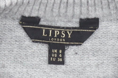 Lipsy Women's Grey Argyle Pullover Jumper Size 8