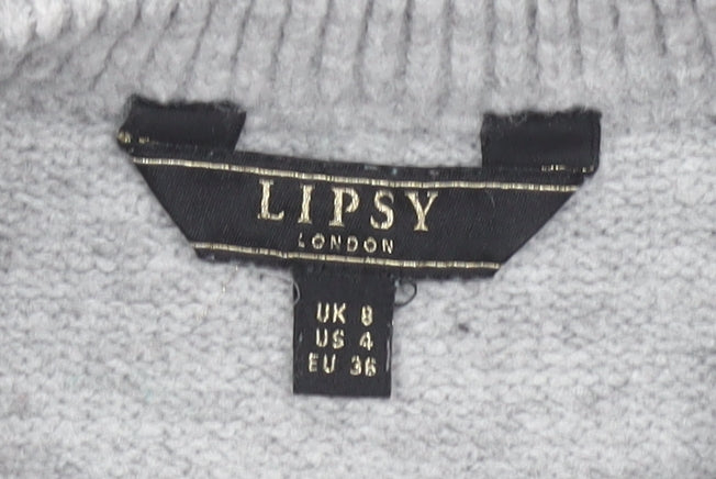 Lipsy Women's Grey Argyle Pullover Jumper Size 8