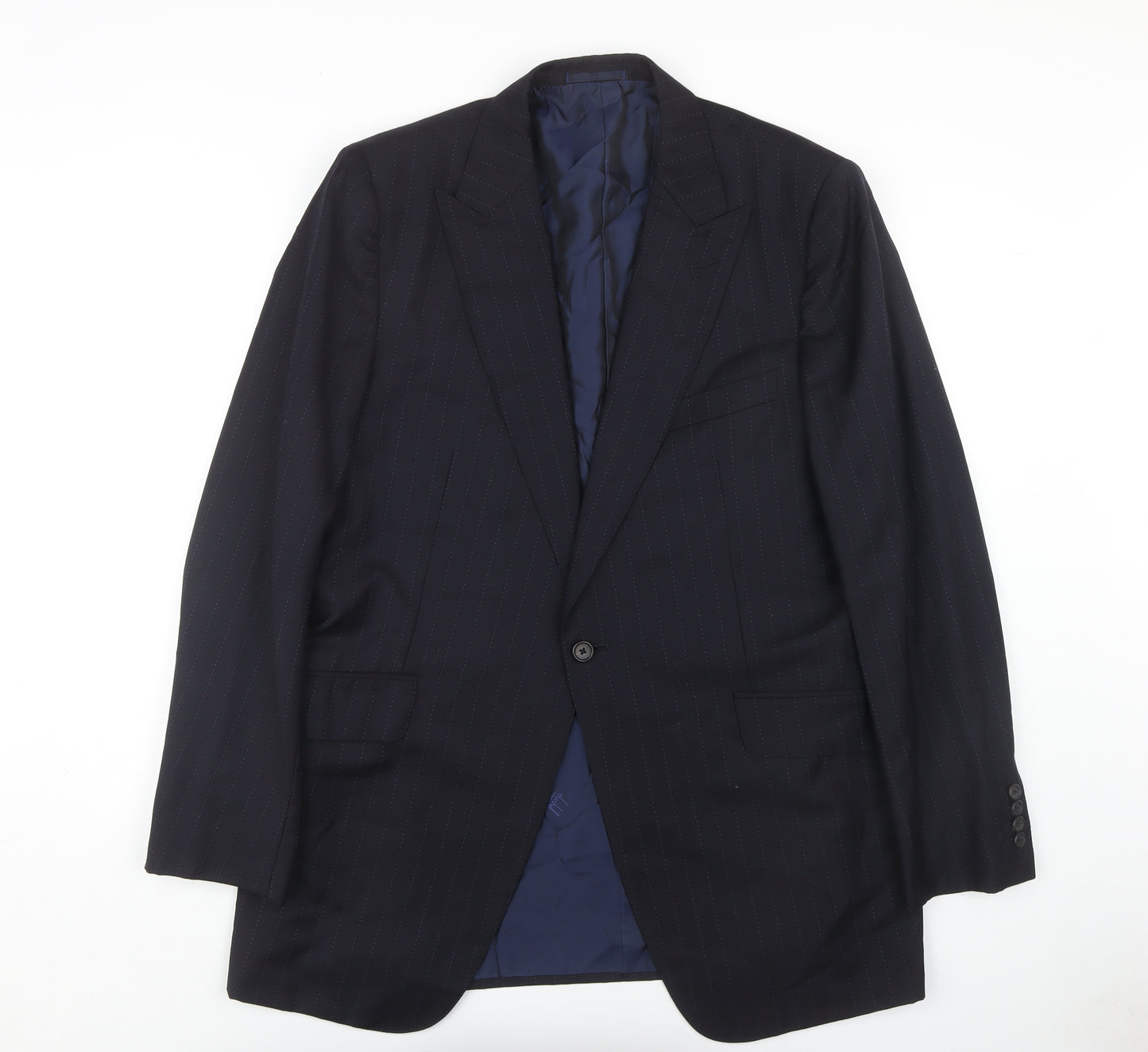 Dunhill Men's Blue Striped Suit Jacket UK 46 Regular Fit