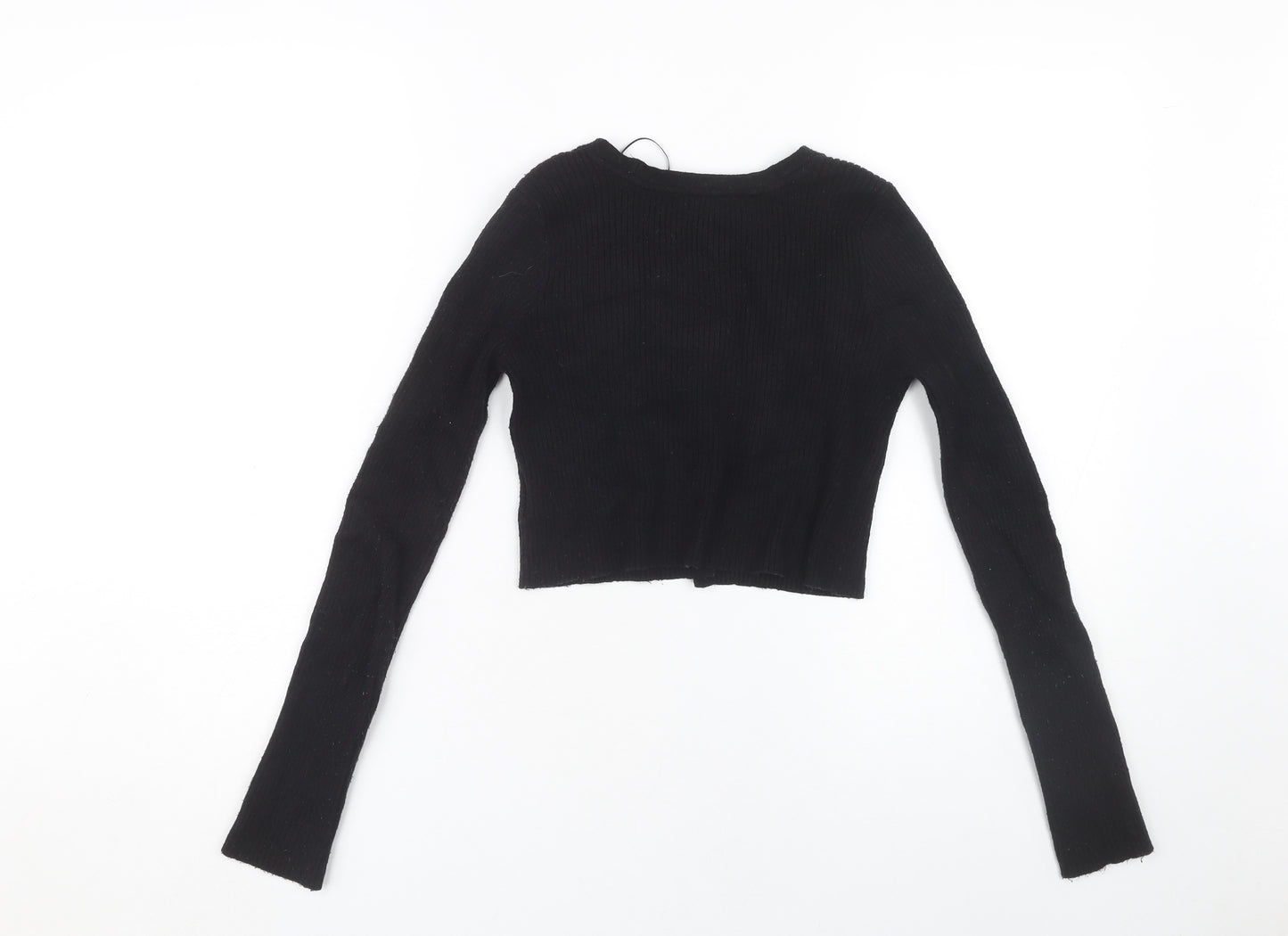 Women's Black Slim Fit V-Neck Cardigan, Size S, Knit
