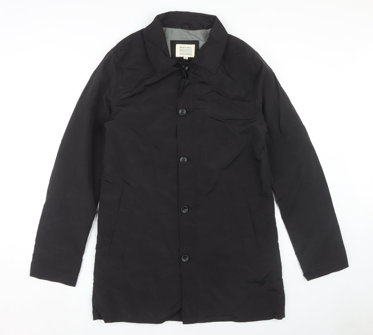 Brave Soul Men's Black Overcoat Size S Casual Wear