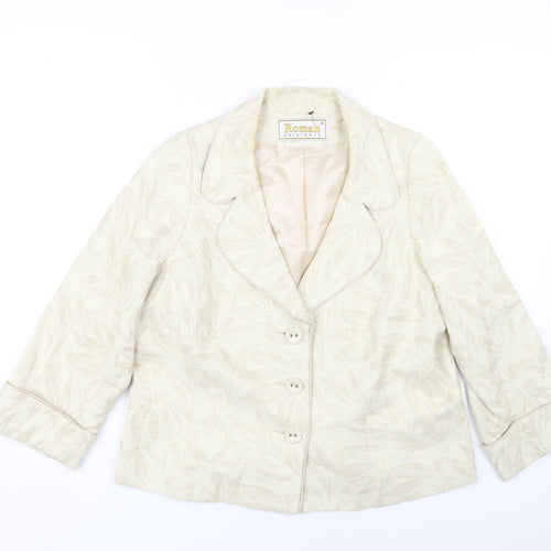 Roman Originals Women's Ivory Floral Blazer Size 16