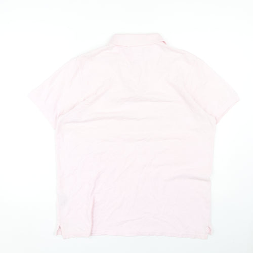 Crew Clothing Co. Men's Pink Polo, Size L, Logo Accent