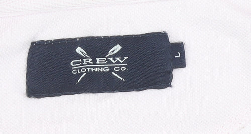 Crew Clothing Co. Men's Pink Polo, Size L, Logo Accent