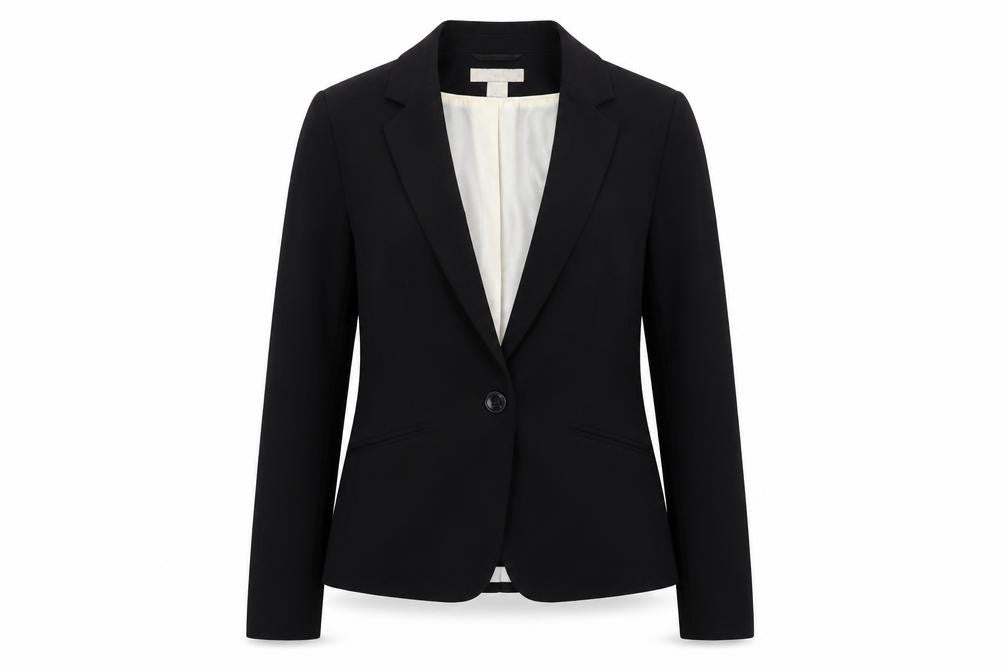 Front view of H&M Women’s Black Blazer Jacket, size UK 10
