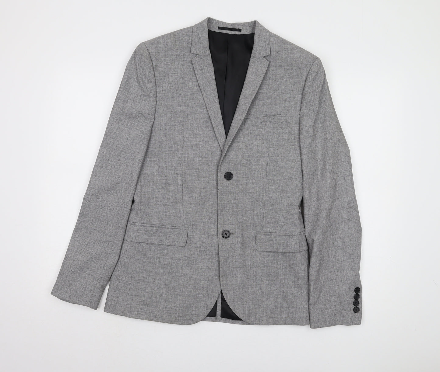 H&M Men’s Grey Blazer, Single-Breasted, 38R