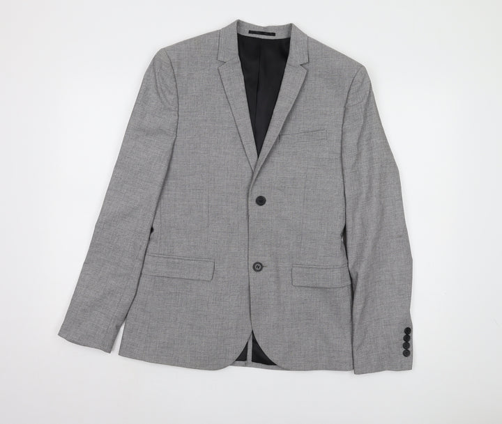 H&M Men’s Grey Blazer, Single-Breasted, 38R