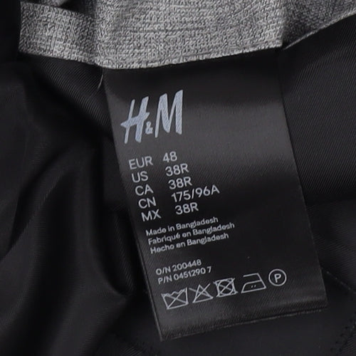 H&M Men’s Grey Blazer, Single-Breasted, 38R