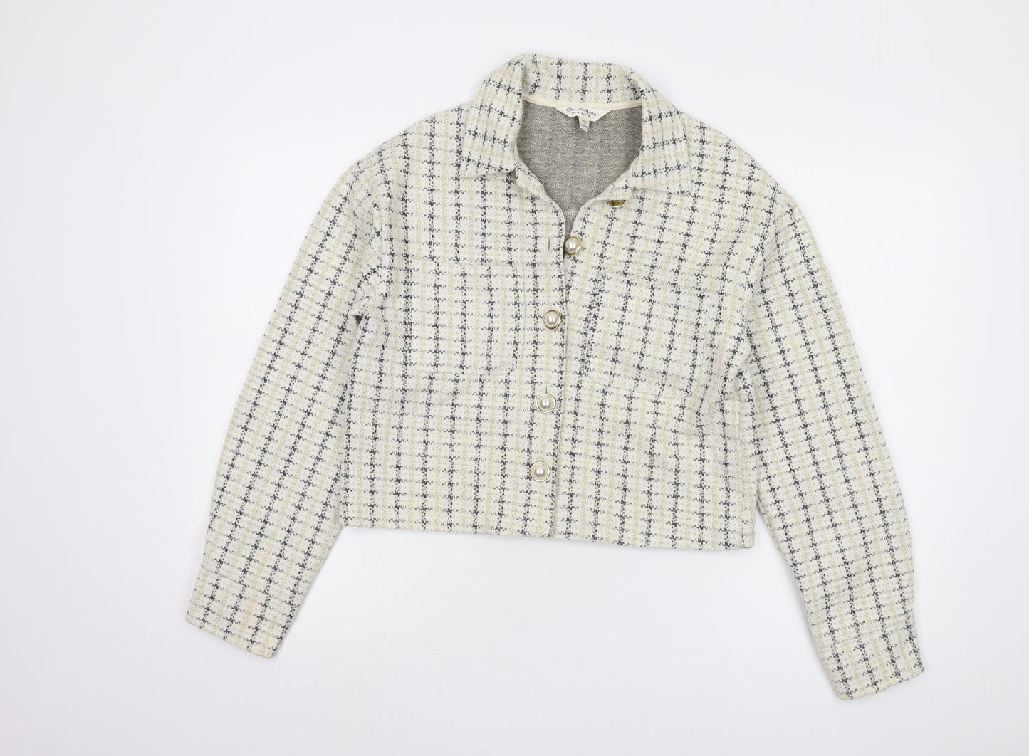 Miss Selfridge Women's Grey Check Cropped Jacket Size 10