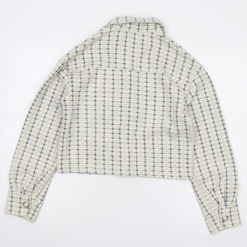 Miss Selfridge Women's Grey Check Cropped Jacket Size 10