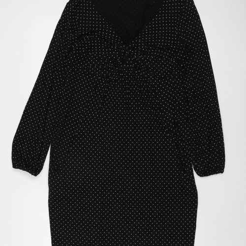 Wallis Women's Black Polka Dot Viscose Sheath Dress Size 12