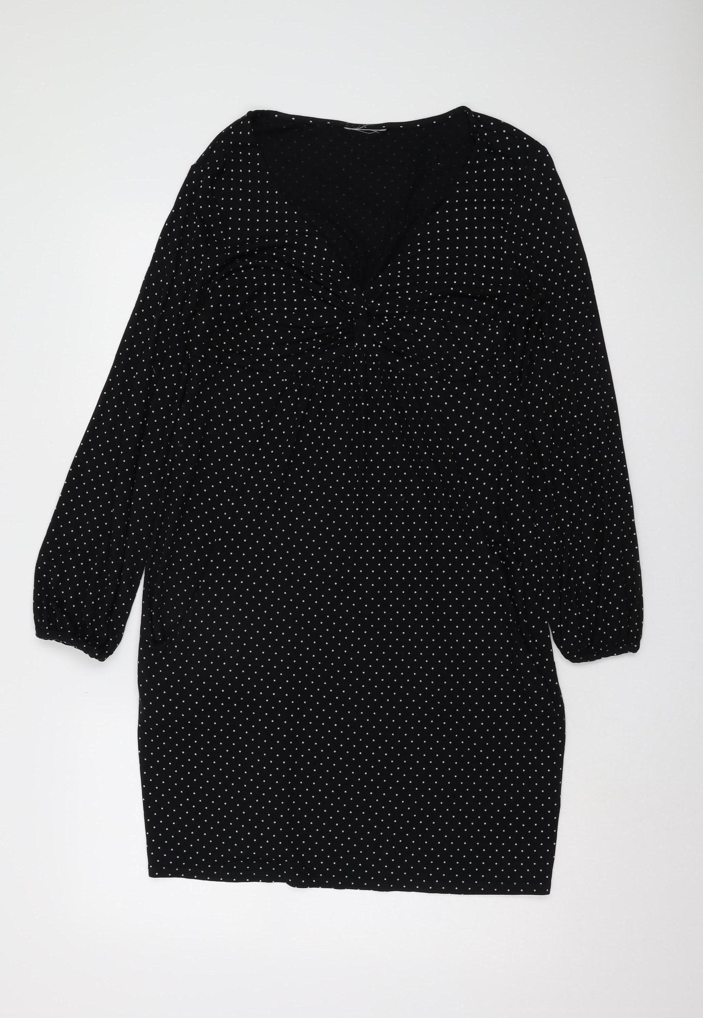 Wallis Women's Black Polka Dot Viscose Sheath Dress Size 12