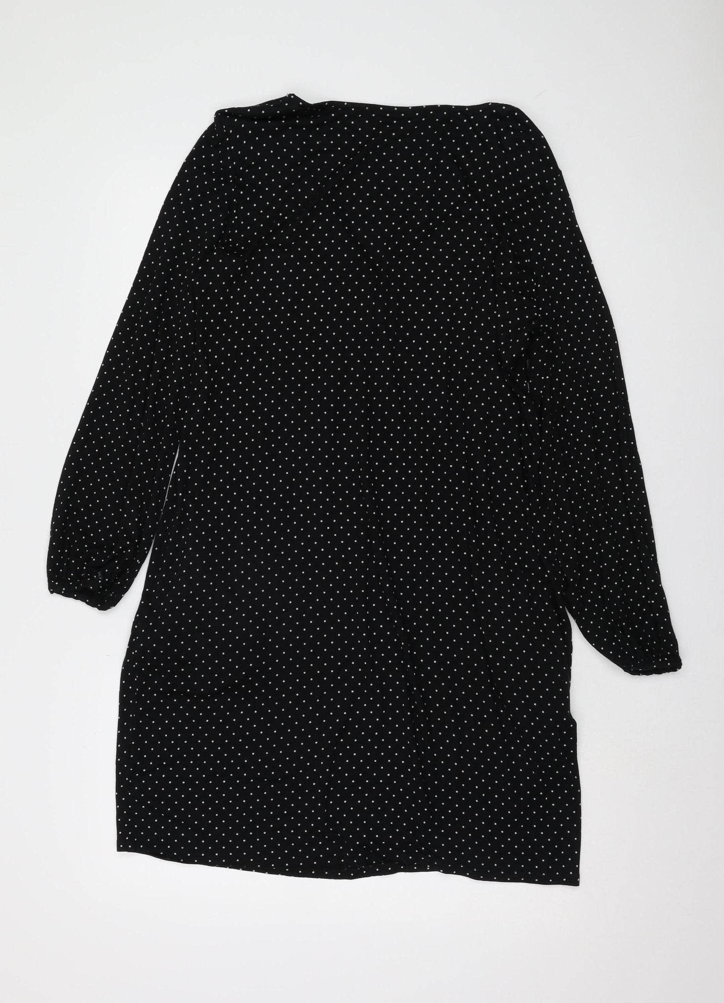 Wallis Women's Black Polka Dot Viscose Sheath Dress Size 12