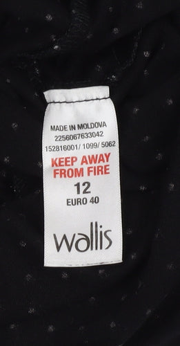 Wallis Women's Black Polka Dot Viscose Sheath Dress Size 12