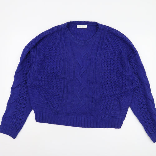 Axara Women's Blue Cable-Knit Pullover Jumper, Size M