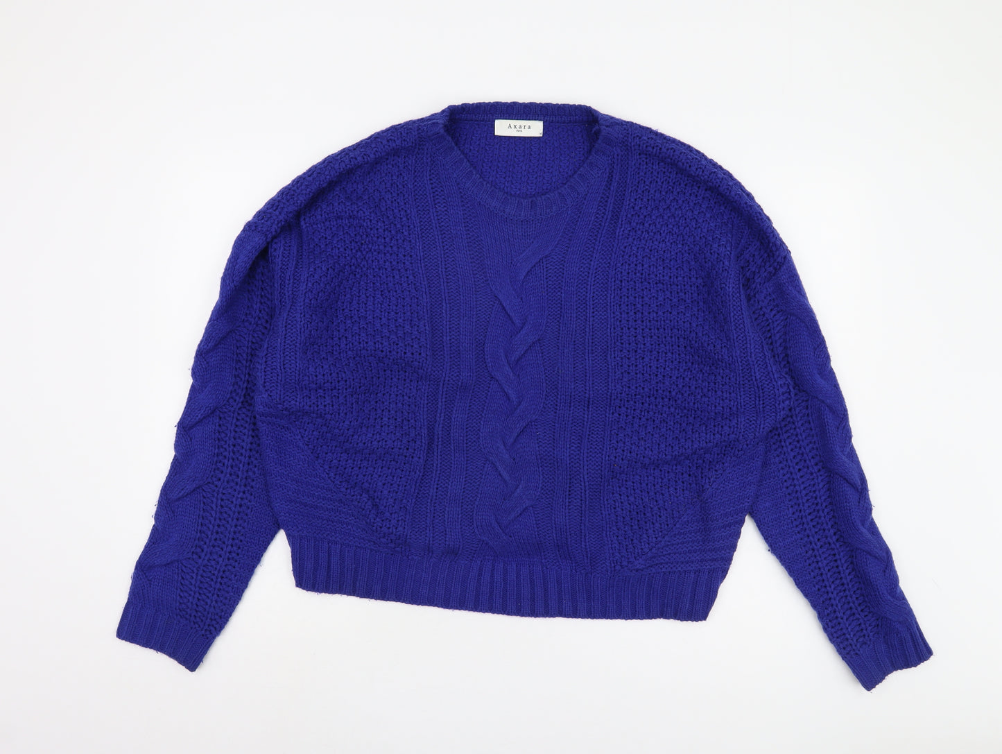 Axara Women's Blue Cable-Knit Pullover Jumper, Size M