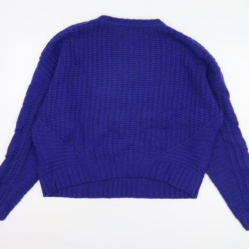 Axara Women's Blue Cable-Knit Pullover Jumper, Size M