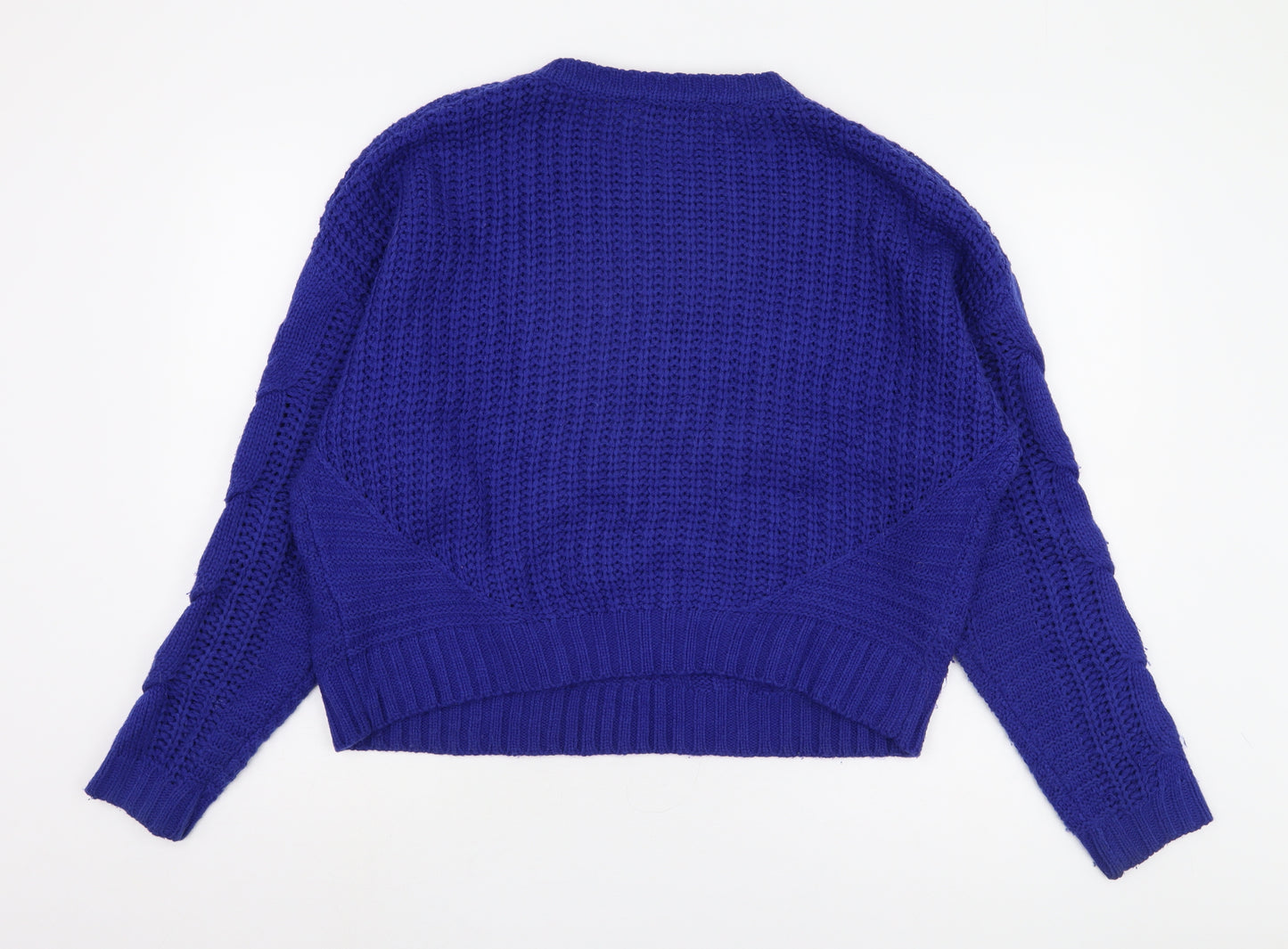 Axara Women's Blue Cable-Knit Pullover Jumper, Size M
